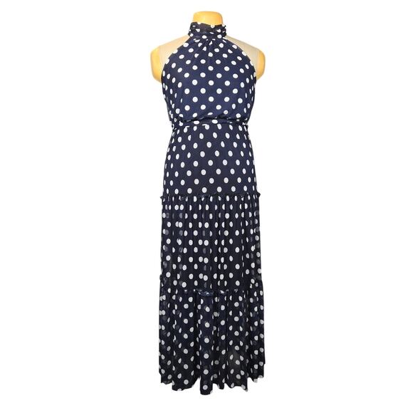 Kate and Lily Womens Size 4 Maxi Dress Sheer Polka Dot Mesh Overlay Retro Glam - Picture 1 of 13